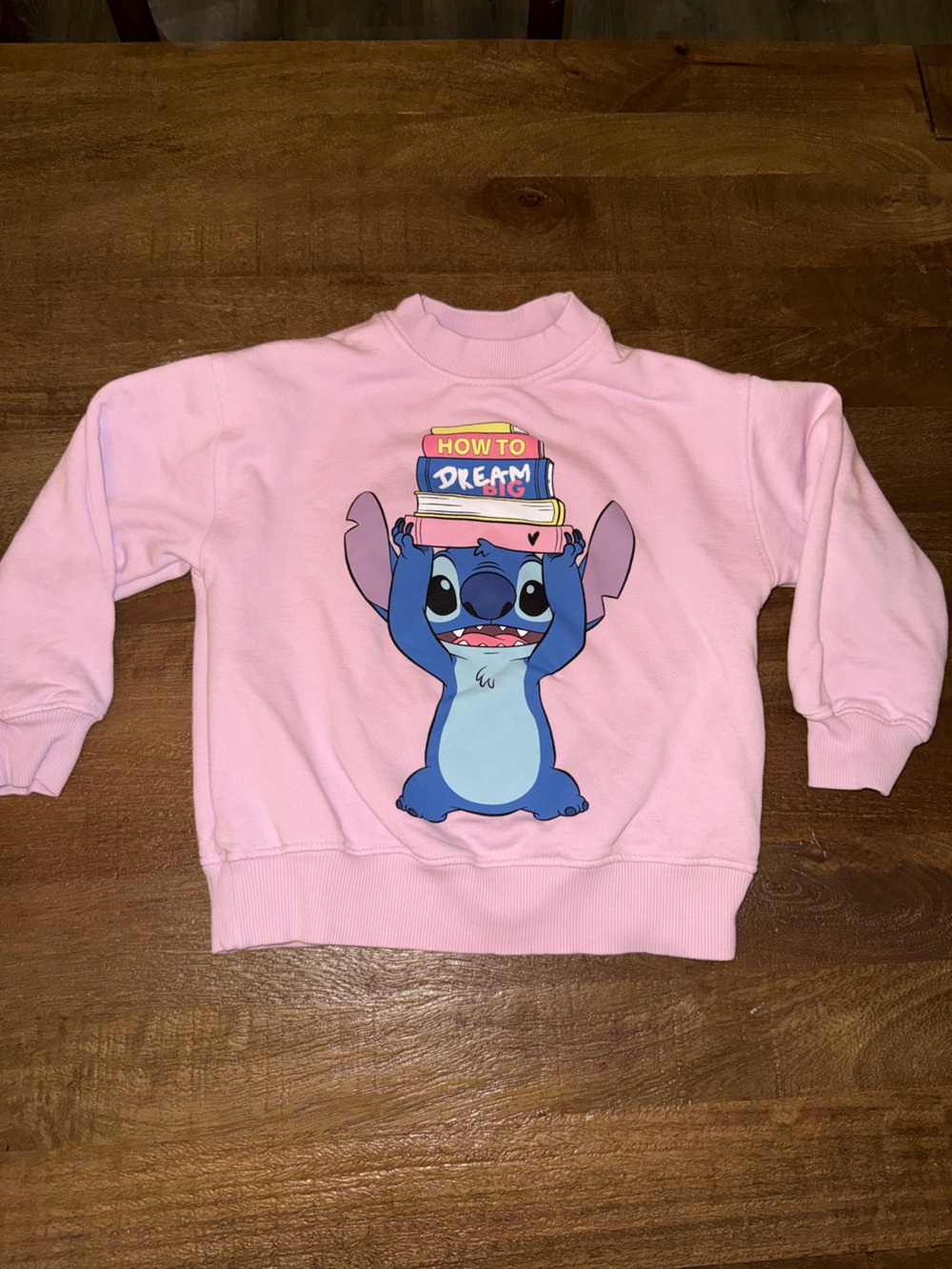 Zara Pink Kids Sweatshirt with Blue Stitch Book Graphic